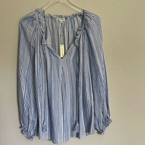 Max Studio Long Sleeve Stripe Top w Tassels s L
